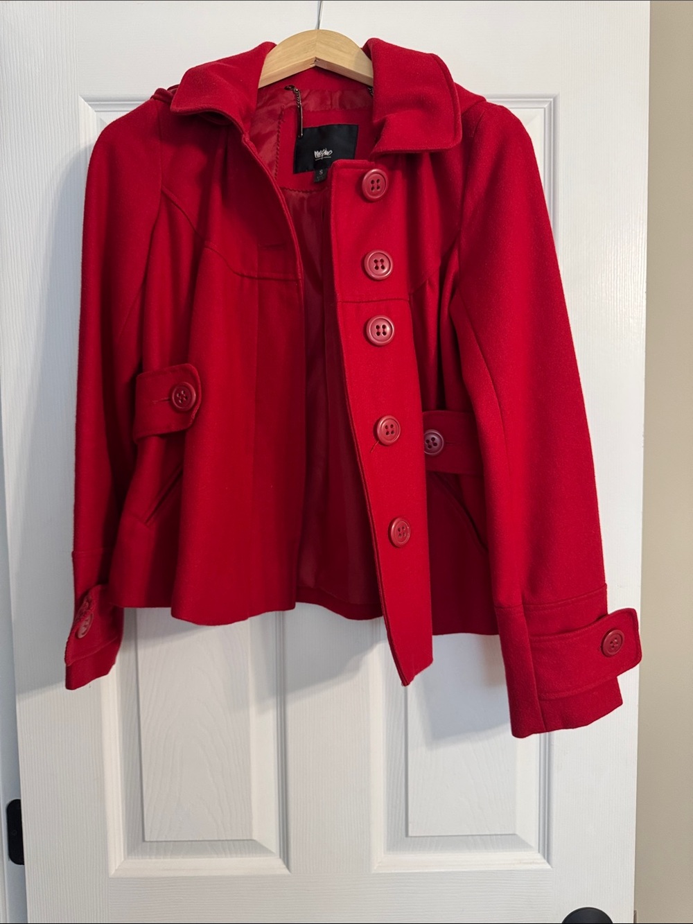 Vintage Massimo Hooded Button-Front Coat Red Small Like New